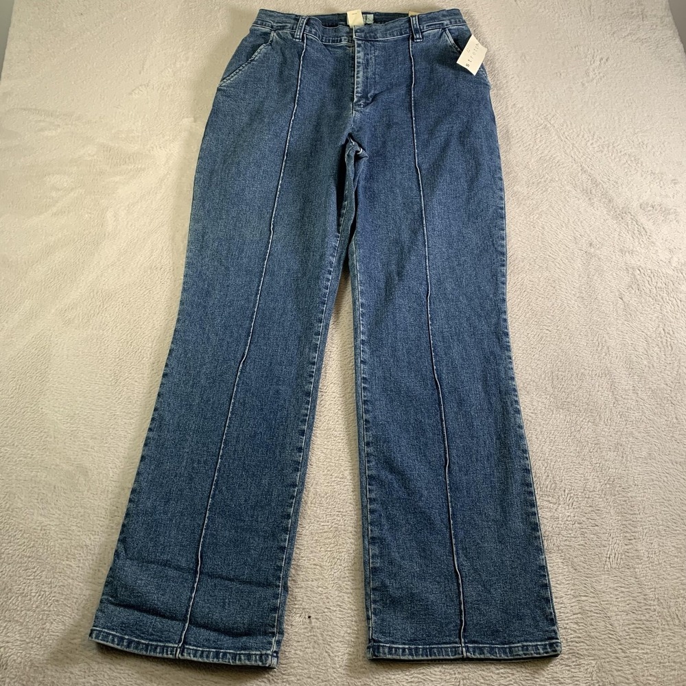 Vintage St Johns Bay Jeans Womens 12 Blue Stonewash High Rise Straight 30x31 NEW